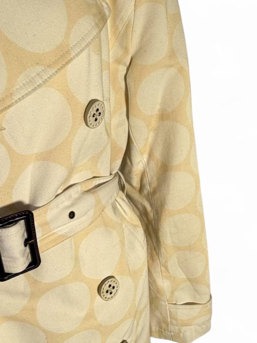 Merona cream and white Polka Dot trench coat with belt- small - Picture 3 of 8